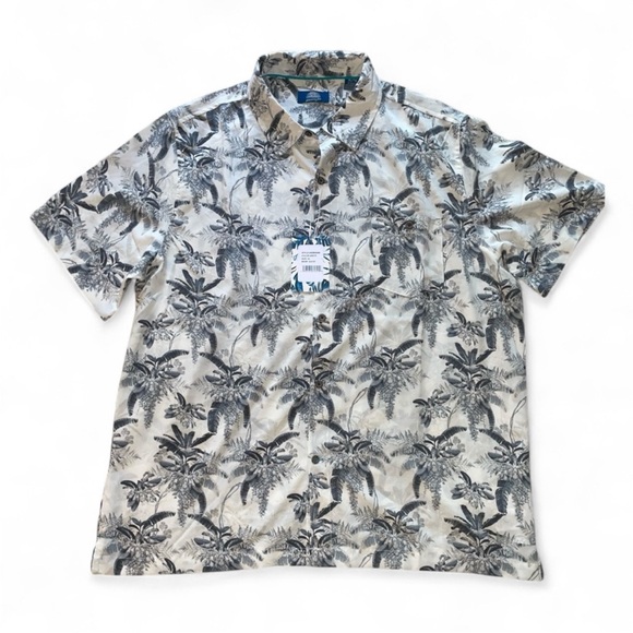 Havana Jim Other - Havana Jim Tropical White Palm Tree Print Men's Button Down Shirt